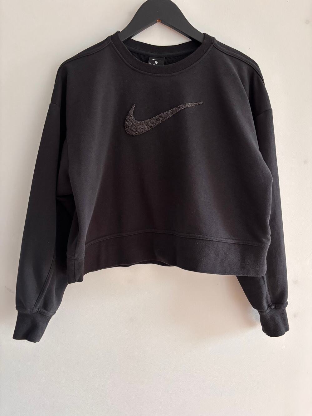 Cropped Sweatshirt Nike Black Oversized Swoosh Womens XS